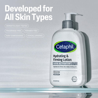 Cetaphil Skin Activator Hydrating & Firming Body Lotion 16oz – Mandelic Acid (AHA) & Centella Asiatica (CICA) Body Moisturizer for Aging Skin Avelisse