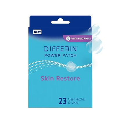 Differin Power Patches for White Head Pimples, Hydrocolloid Patches with Zinc Hyaluronate & Niacinamide, 4-in-1 Hydrotech™ Formula, 23 Count
