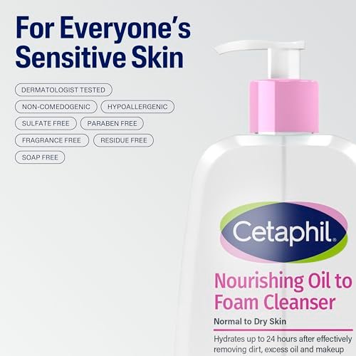 Cetaphil Nourishing Oil to Foam Facial Cleanser for Normal to Dry Skin, 8 fl oz - Up to 24 Hour Hydration - görsel 12