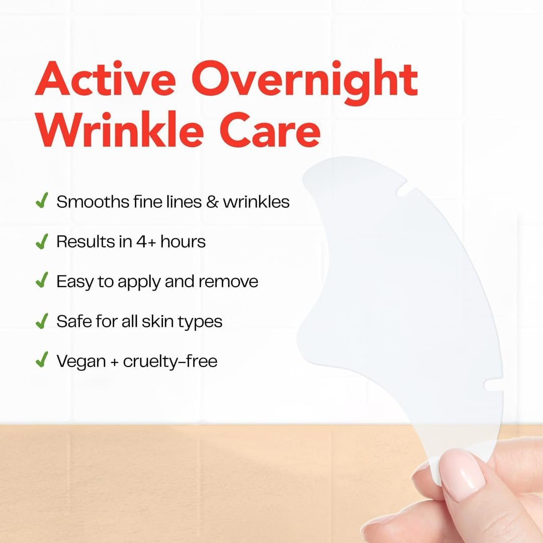 Morrow One Peptide-Infused Smoothing Forehead Wrinkle Patches - Overnight Anti-Aging Stickers for Fine Lines & Wrinkles, Bonus Smile Line (36 Count) Avelisse