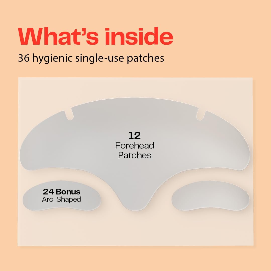 Morrow One Peptide-Infused Smoothing Forehead Wrinkle Patches - Overnight Anti-Aging Stickers for Fine Lines & Wrinkles, Bonus Smile Line (36 Count) Avelisse