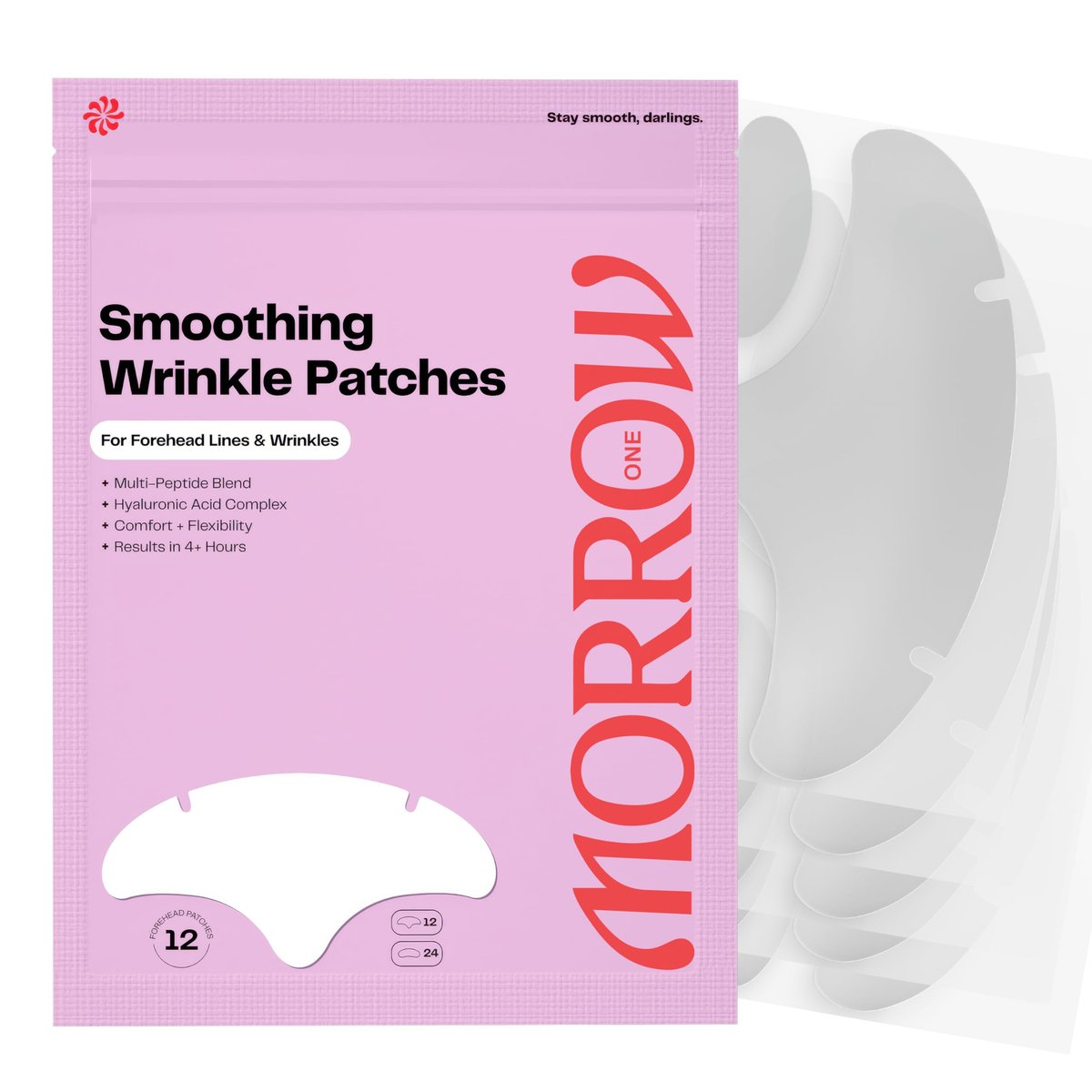 Morrow One Peptide-Infused Smoothing Forehead Wrinkle Patches - Overnight Anti-Aging Stickers for Fine Lines & Wrinkles, Bonus Smile Line (36 Count) Avelisse
