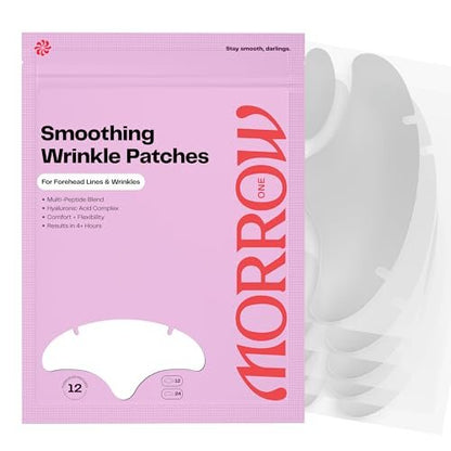 Morrow One Peptide-Infused Smoothing Forehead Wrinkle Patches - Overnight Anti-Aging Stickers for Fine Lines & Wrinkles, Bonus Smile Line (36 Count) Avelisse