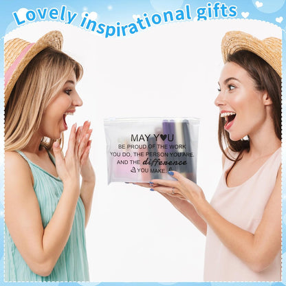 Sunnyray 60 Pcs Thank You Cosmetic Bags Bulk Inspirational Quotes for Women - EVA Makeup Bag Toiletry Pouch