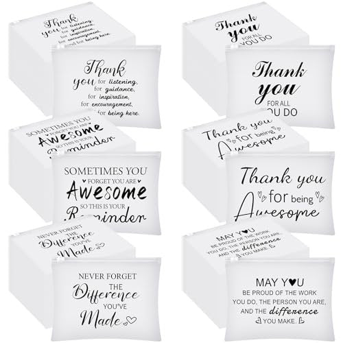 Sunnyray 60 Pcs Thank You Cosmetic Bags Bulk Inspirational Quotes for Women - EVA Makeup Bag Toiletry Pouch - görsel 2