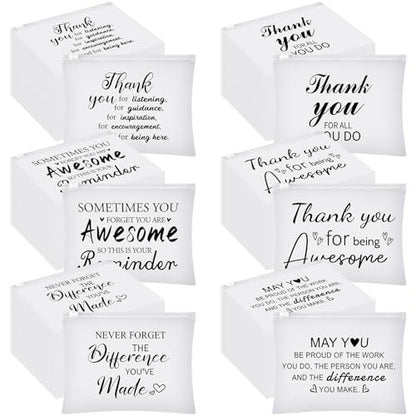 Sunnyray 60 Pcs Thank You Cosmetic Bags Bulk Inspirational Quotes for Women - EVA Makeup Bag Toiletry Pouch