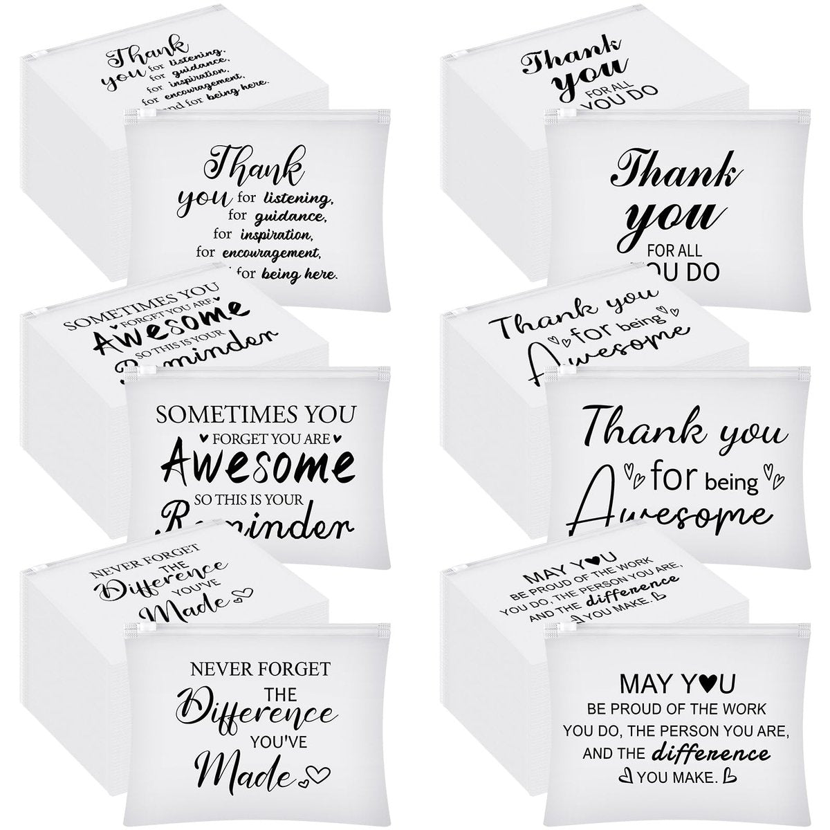 Sunnyray 60 Pcs Thank You Cosmetic Bags Bulk Inspirational Quotes for Women - EVA Makeup Bag Toiletry Pouch - görsel 1