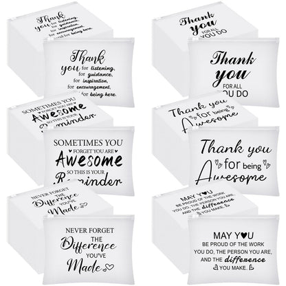Sunnyray 60 Pcs Thank You Cosmetic Bags Bulk Inspirational Quotes for Women - EVA Makeup Bag Toiletry Pouch