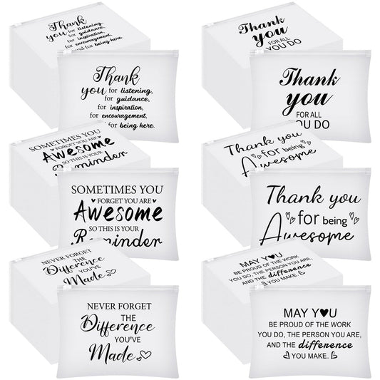 Sunnyray 60 Pcs Thank You Cosmetic Bags Bulk Inspirational Quotes for Women - EVA Makeup Bag Toiletry Pouch