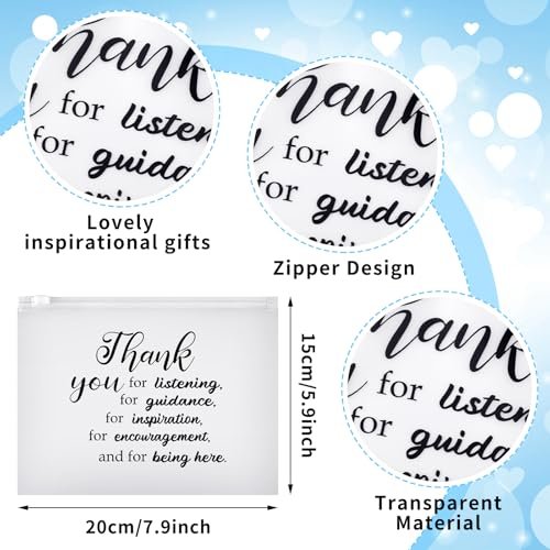 Sunnyray 60 Pcs Thank You Cosmetic Bags Bulk Inspirational Quotes for Women - EVA Makeup Bag Toiletry Pouch - görsel 6