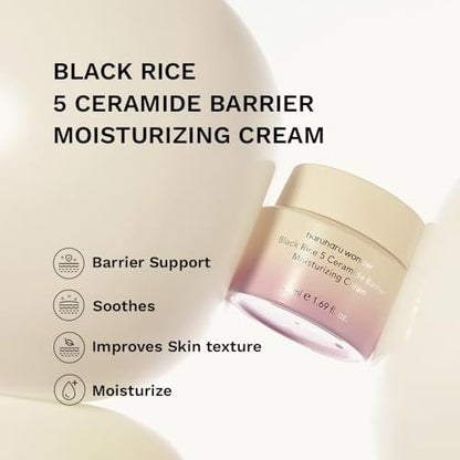 HARUHARU wonder Black Rice 5 Ceramide Barrier Moisturizing Cream – Daily Skin Barrier Care, Long-Lasting Hydration, Soothing & Nourishing, Korean Skincare, 1.69 fl.oz