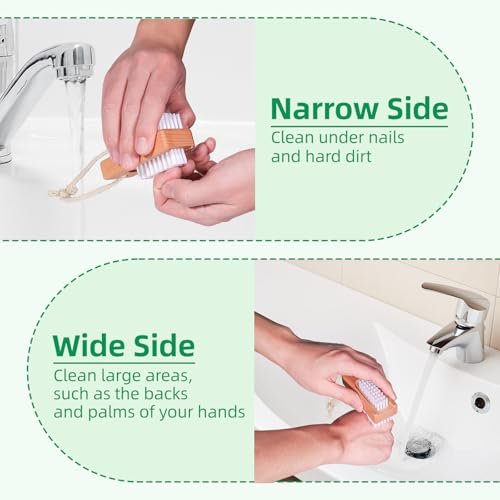 BONUMVITA Wooden Nail Brush Set – 2 Pack Two-Sided Stiff Nail Scrubber Brushes with Hanging Rope for Fingernails and Toes - görsel 10