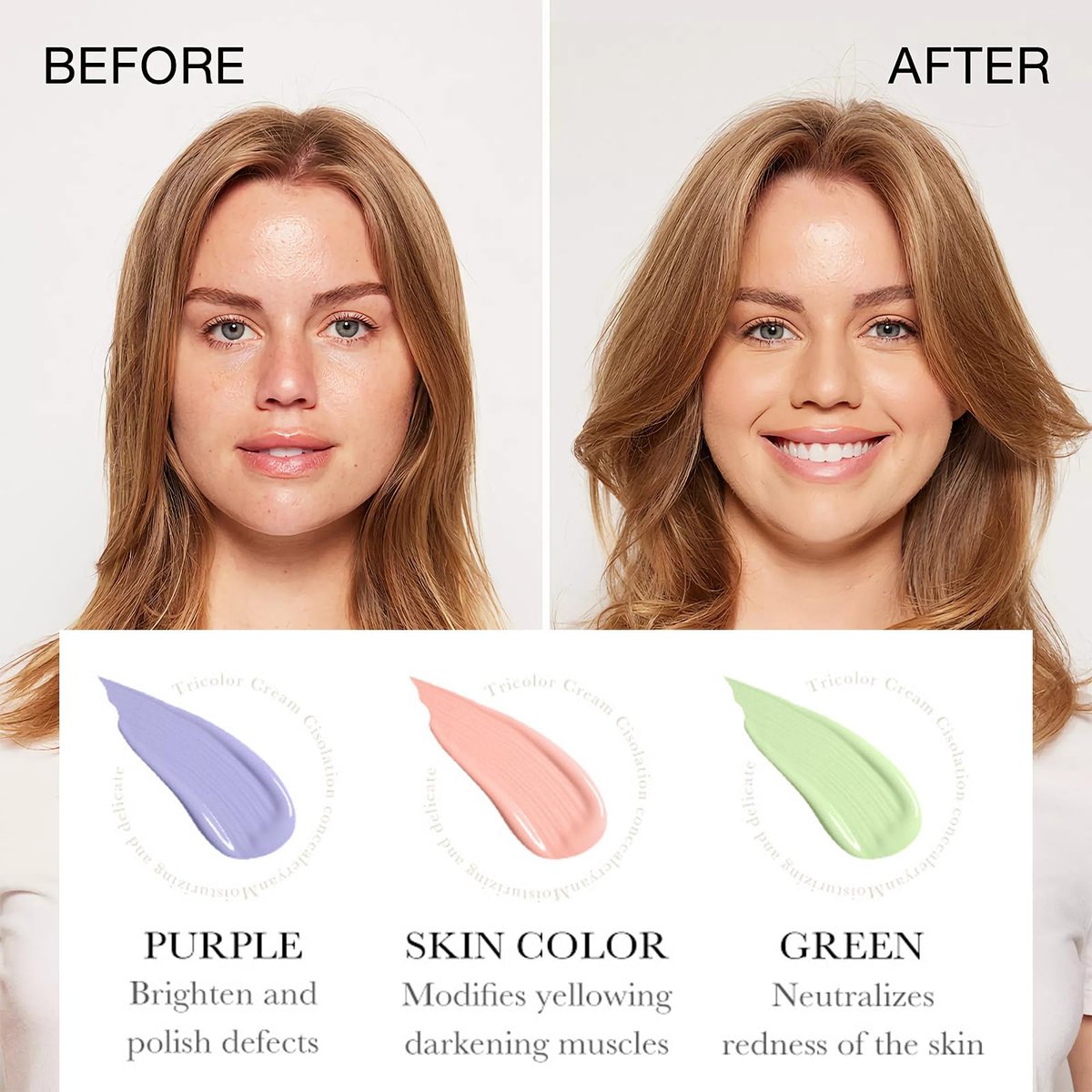 3 In 1 Primer for Face Before Makeup, Sunscreen Isolation Cream Face Tinted Moisturizer, SPF 50, One Step Color Corrector, Makeup Primer Oil Control & Concealer Skin Tone Correcting - görsel 5