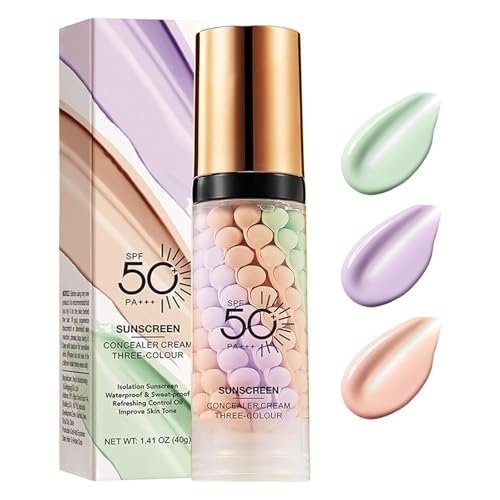 3 In 1 Primer for Face Before Makeup, Sunscreen Isolation Cream Face Tinted Moisturizer, SPF 50, One Step Color Corrector, Makeup Primer Oil Control & Concealer Skin Tone Correcting - görsel 2