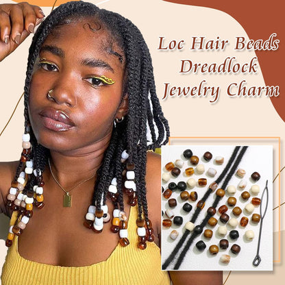 NAISKA 60Pcs Wooden Hair Braid Beads – Multi-Style Loc Hair Jewelry for Braids, Dreadlocks & DIY Hair Tube Decoration, Cuffs & Clips for Women and Men