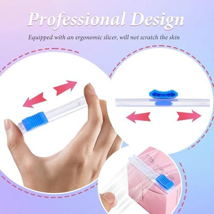 2 Pack Eyebrow Lamination Supplies with Ergonomic Slicer & Premium Transparent Film – Permanent Make Up Cling Wrap Tape Roll for Lip, Brow Lamination & Lash Lift