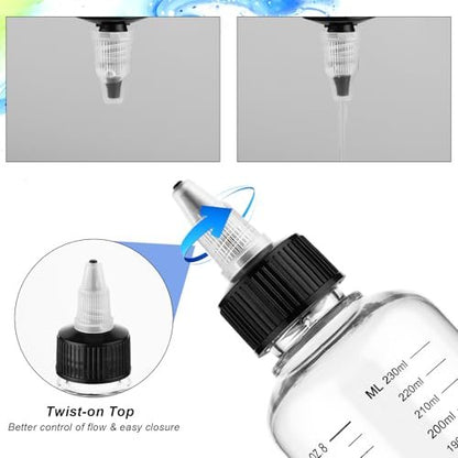Hpmjz 2 Pcs 8.5oz Applicator Bottles for Hair Dye with Graduated Scale & Twist-On Top Tip Cap - Empty Plastic Squeeze Bottles for Salon, Stylist, Home Use