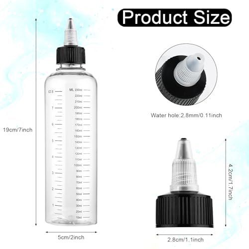 Hpmjz 2 Pcs 8.5oz Applicator Bottles for Hair Dye with Graduated Scale & Twist-On Top Tip Cap - Empty Plastic Squeeze Bottles for Salon, Stylist, Home Use - görsel 4