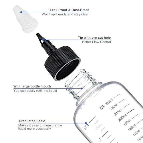 Hpmjz 2 Pcs 8.5oz Applicator Bottles for Hair Dye with Graduated Scale & Twist-On Top Tip Cap - Empty Plastic Squeeze Bottles for Salon, Stylist, Home Use - görsel 12