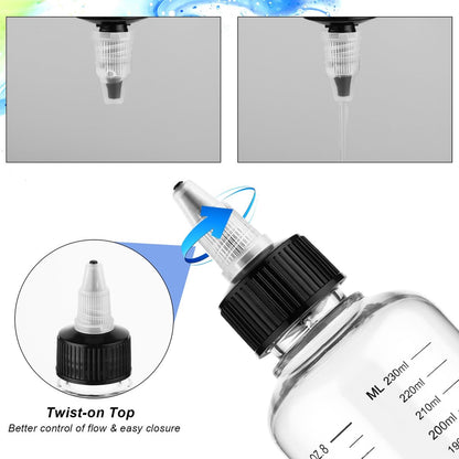 Hpmjz 2 Pcs 8.5oz Applicator Bottles for Hair Dye with Graduated Scale & Twist-On Top Tip Cap - Empty Plastic Squeeze Bottles for Salon, Stylist, Home Use