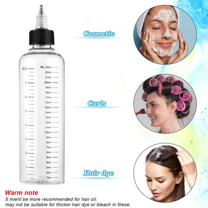 Hpmjz 2 Pcs 8.5oz Applicator Bottles for Hair Dye with Graduated Scale & Twist-On Top Tip Cap - Empty Plastic Squeeze Bottles for Salon, Stylist, Home Use