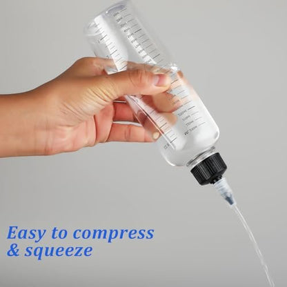 Hpmjz 2 Pcs 8.5oz Applicator Bottles for Hair Dye with Graduated Scale & Twist-On Top Tip Cap - Empty Plastic Squeeze Bottles for Salon, Stylist, Home Use