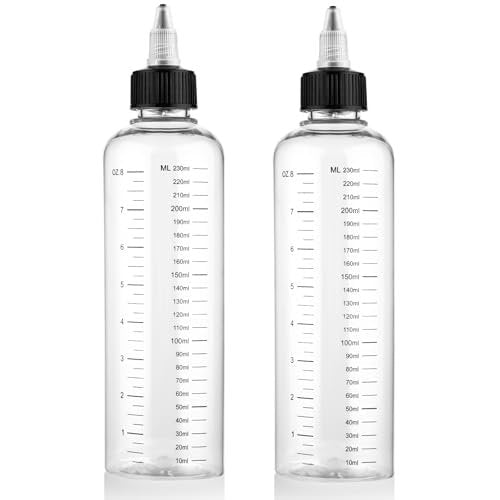 Hpmjz 2 Pcs 8.5oz Applicator Bottles for Hair Dye with Graduated Scale & Twist-On Top Tip Cap - Empty Plastic Squeeze Bottles for Salon, Stylist, Home Use - görsel 2