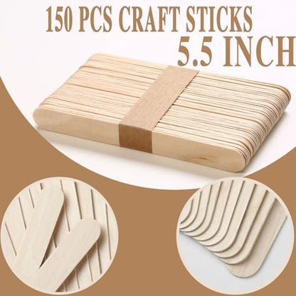 150 Pcs Waxing Sticks for Hair Removal - Borogo 5.5 Inch Premium Splinter-Free Wooden Sticks for Body and Face Waxing