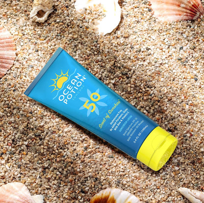 Ocean Potion SPF 50 Sunscreen Body Lotion, Broad Spectrum UVA/UVB Protection with Aloe and Vitamin E, Water-Resistant Non-Greasy Travel Size Sunscreen, 3.4 oz