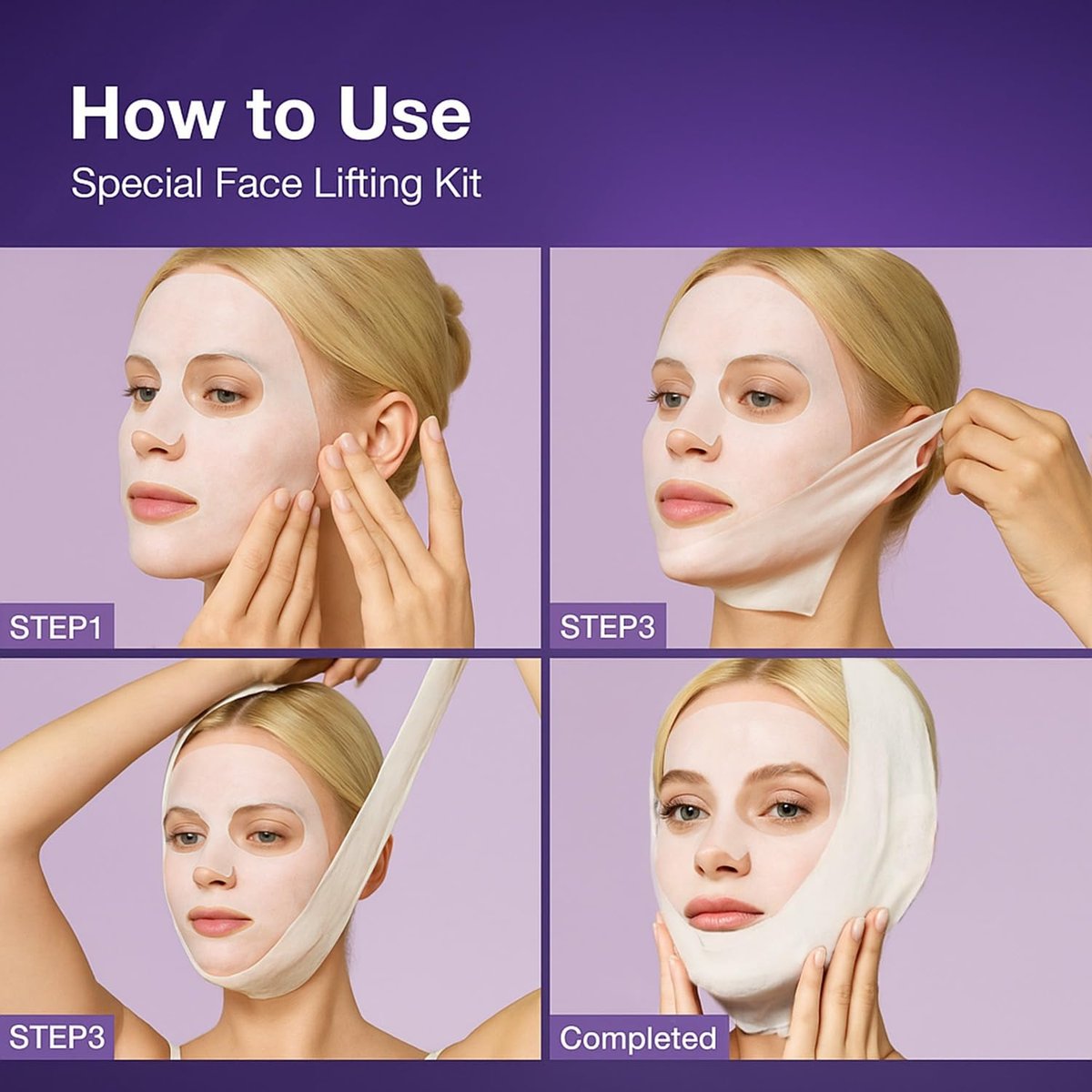 ARESSA SKYBDY BIO Lifting-Sil Full Face Mask – NAD+, NMN, Collagen & Peptides – Tightens Jawline & Neck – Reduces Wrinkles & Lines – Firming & Hydrating – 4 Sheets + Bonus Lifting Band - görsel 7