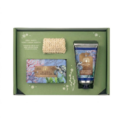 The English Soap Company Anniversary Collection Luxury Hand and Body Trio Gift Set - Sandalwood, Cedarwood, Amber, Fresh North Sea Breeze