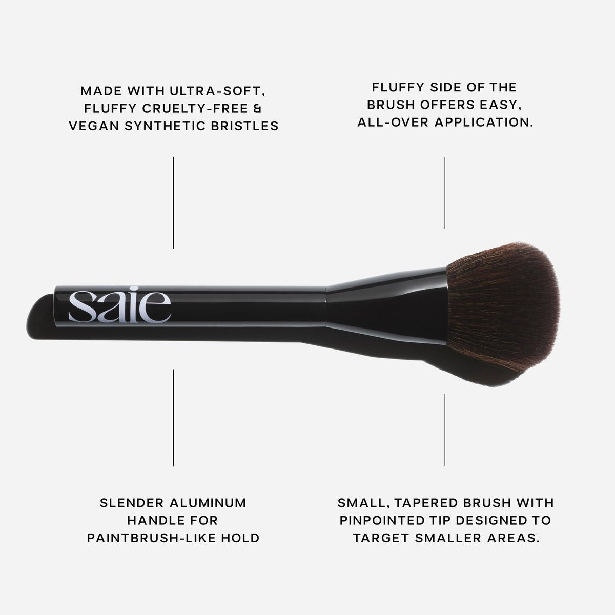 Saie Powder Blush Brush – Fluffy Tapered Makeup Brush for Cheeks, Ultra-Soft Synthetic Bristles for Precise Diffused Application, Vegan Avelisse