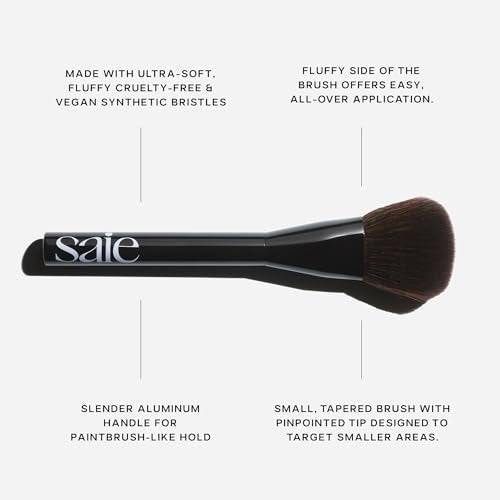 Saie Powder Blush Brush – Fluffy Tapered Makeup Brush for Cheeks, Ultra-Soft Synthetic Bristles for Precise Diffused Application, Vegan Avelisse