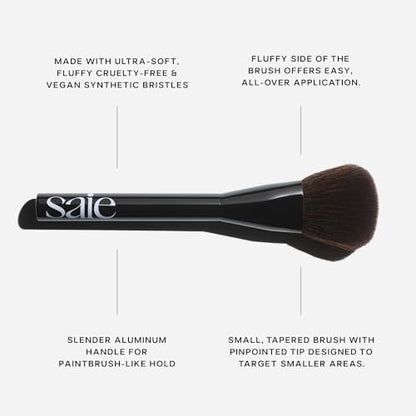 Saie Powder Blush Brush – Fluffy Tapered Makeup Brush for Cheeks, Ultra-Soft Synthetic Bristles for Precise Diffused Application, Vegan Avelisse