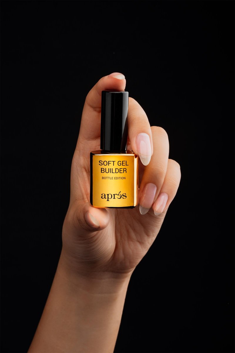 Aprés Soft Gel Builder in a Bottle – Self-Leveling Soak-Off Gel-X Nail Extension Thickening Strengthener (0.5 Fl Oz, Clear) Avelisse
