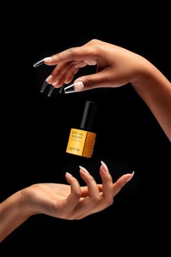 Aprés Soft Gel Builder in a Bottle – Self-Leveling Soak-Off Gel-X Nail Extension Thickening Strengthener (0.5 Fl Oz, Clear) Avelisse