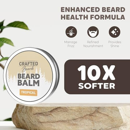 Crafted Beards Beard Balm – Tropical Scent – Light Hold – 2 oz Tin – Beard Wax & Conditioner