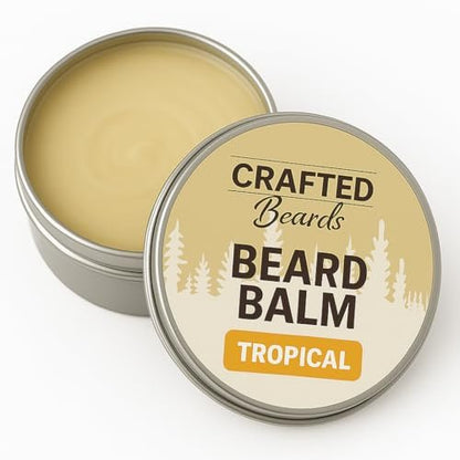 Crafted Beards Beard Balm – Tropical Scent – Light Hold – 2 oz Tin – Beard Wax & Conditioner