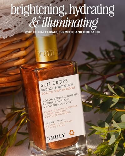 Truly Beauty Sun Drops Bronze Body Glow Oil – Radiant, Hydrating Bronzing Oil with Turmeric & Cocoa Extract, Lightweight Non-Greasy Illuminating Formula for All Skin Tones Avelisse