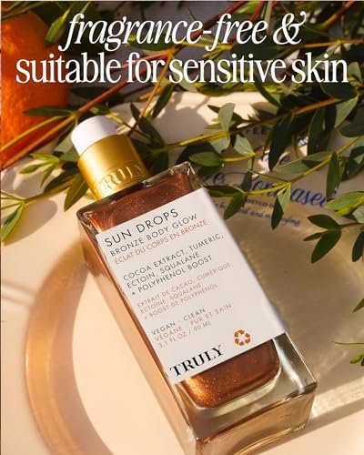 Truly Beauty Sun Drops Bronze Body Glow Oil – Radiant, Hydrating Bronzing Oil with Turmeric & Cocoa Extract, Lightweight Non-Greasy Illuminating Formula for All Skin Tones Avelisse