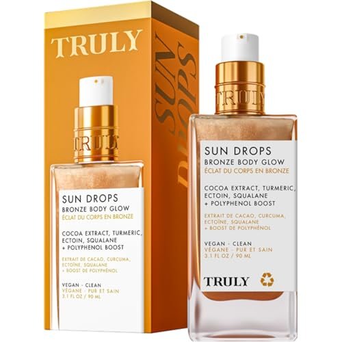 Truly Beauty Sun Drops Bronze Body Glow Oil – Radiant, Hydrating Bronzing Oil with Turmeric & Cocoa Extract, Lightweight Non-Greasy Illuminating Formula for All Skin Tones Avelisse