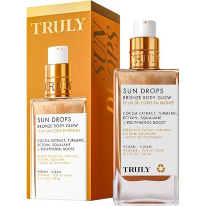 Truly Beauty Sun Drops Bronze Body Glow Oil – Radiant, Hydrating Bronzing Oil with Turmeric & Cocoa Extract, Lightweight Non-Greasy Illuminating Formula for All Skin Tones Avelisse