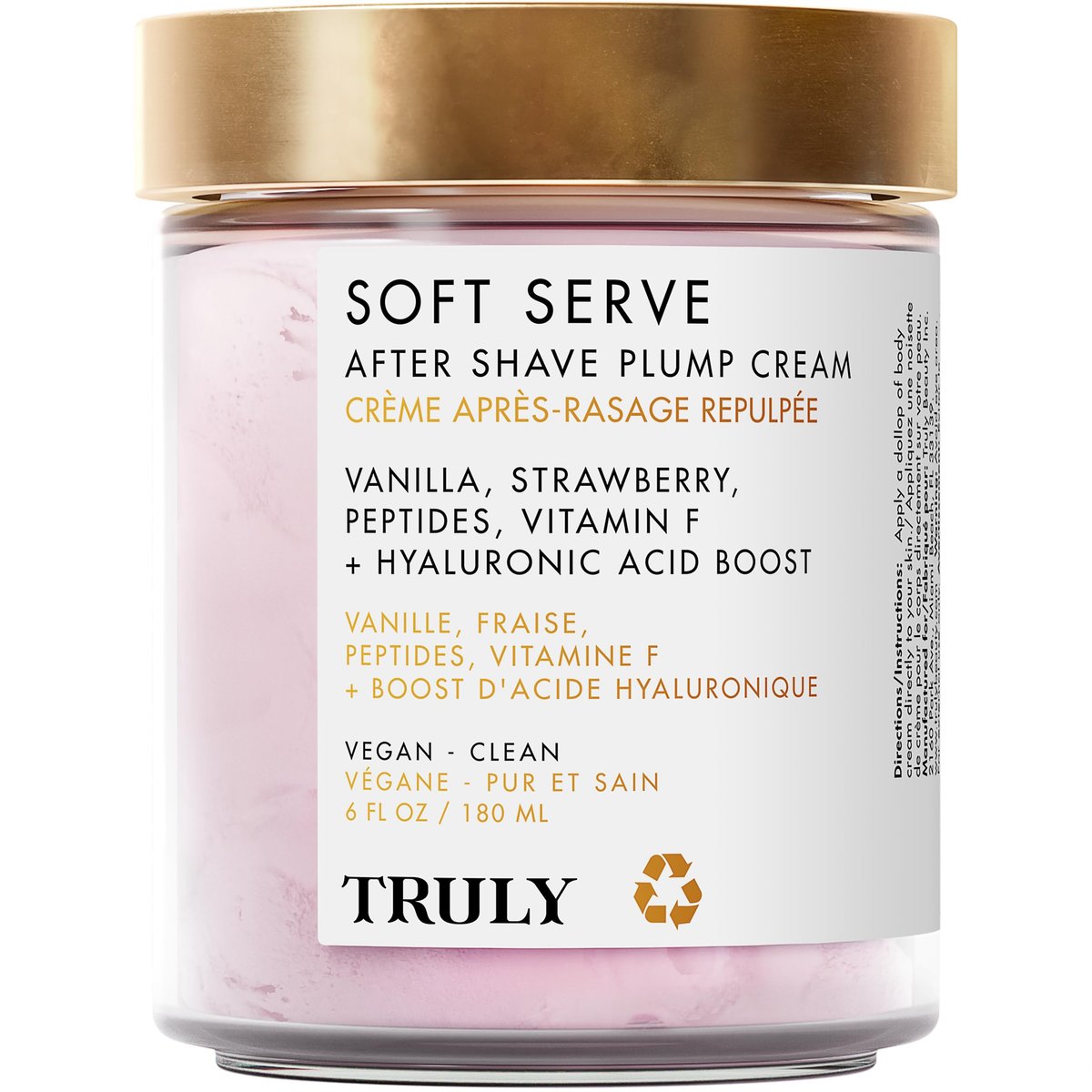 Truly Beauty Soft Serve After Shave Plump Cream - Hydrating Post-Shave Moisturizer with Hyaluronic Acid & Peptides, Strawberry, Vanilla & Amber Scent, 6 oz Avelisse