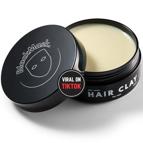 BlackMask Hair Clay for Men (3.52 oz) – Matte Finish Strong Hold Styling Clay for Texture & Volume Avelisse