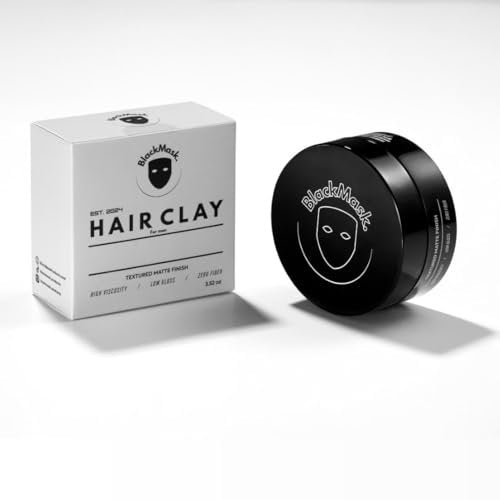 BlackMask Hair Clay for Men (3.52 oz) – Matte Finish Strong Hold Styling Clay for Texture & Volume Avelisse
