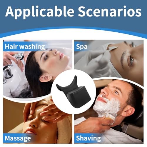 Ergonomic Silicone Shampoo Bowl Neck Cushion - Non-Slip Salon Hair Washing Neck Support Pillow for Spa Basins, Black PU Avelisse