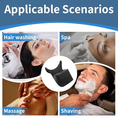 Ergonomic Silicone Shampoo Bowl Neck Cushion - Non-Slip Salon Hair Washing Neck Support Pillow for Spa Basins, Black PU Avelisse