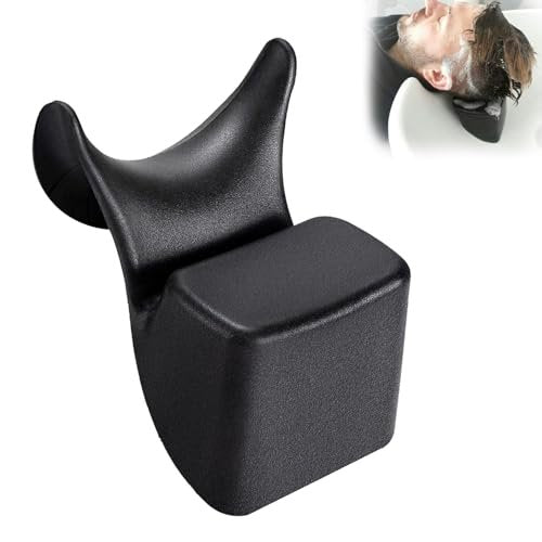 Ergonomic Silicone Shampoo Bowl Neck Cushion - Non-Slip Salon Hair Washing Neck Support Pillow for Spa Basins, Black PU Avelisse