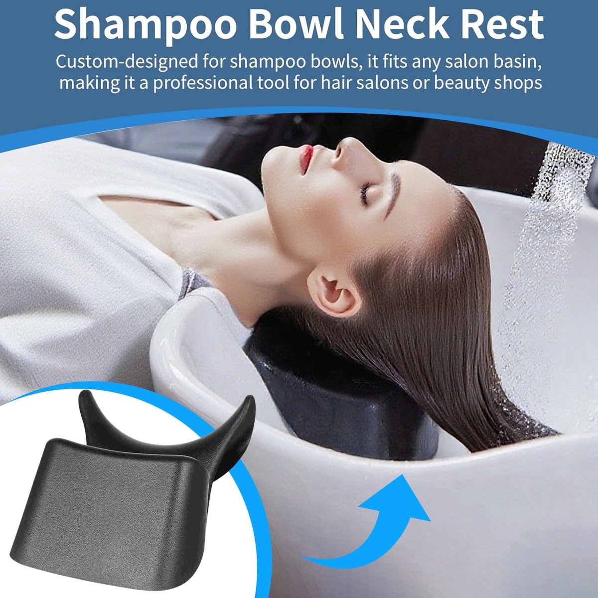 Ergonomic Silicone Shampoo Bowl Neck Cushion - Non-Slip Salon Hair Washing Neck Support Pillow for Spa Basins, Black PU Avelisse