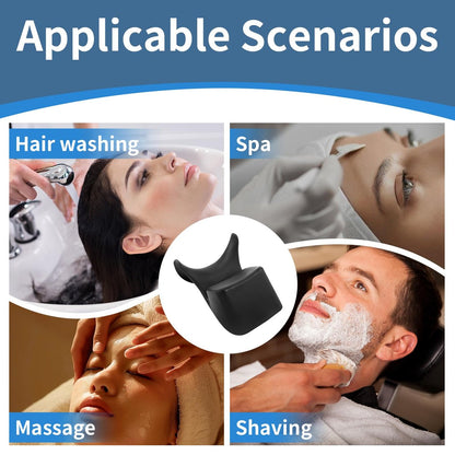 Ergonomic Silicone Shampoo Bowl Neck Cushion - Non-Slip Salon Hair Washing Neck Support Pillow for Spa Basins, Black PU Avelisse